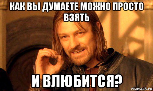 как вы думаете можно просто взять и влюбится?, Мем Нельзя просто так взять и (Боромир мем)