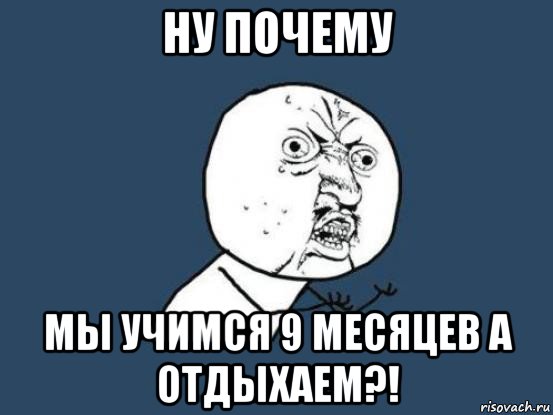 ну почему мы учимся 9 месяцев а отдыхаем?!, Мем Ну почему