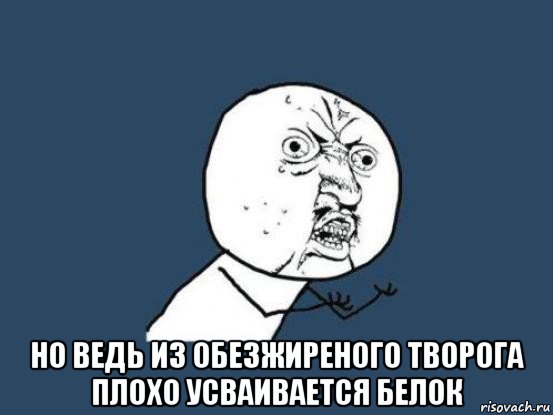  но ведь из обезжиреного творога плохо усваивается белок, Мем Ну почему