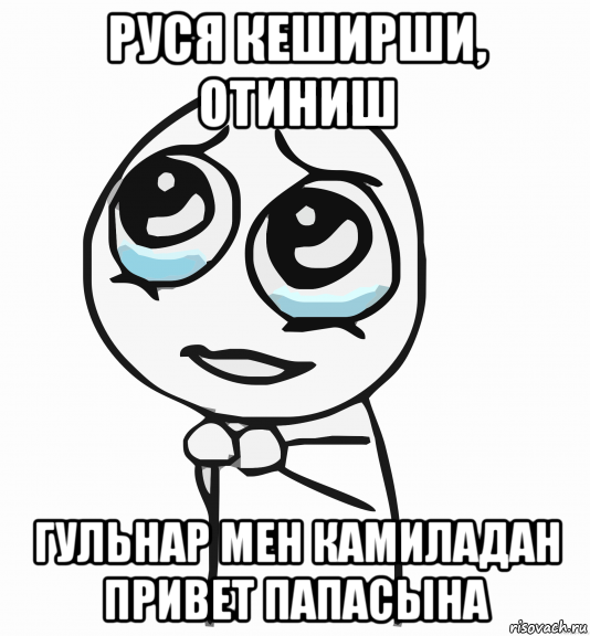 руся кеширши, отиниш гульнар мен камиладан привет папасына, Мем  ну пожалуйста (please)