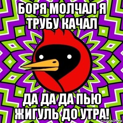 боря молчал я трубу качал да да да пью жигуль до утра!, Мем Омская птица