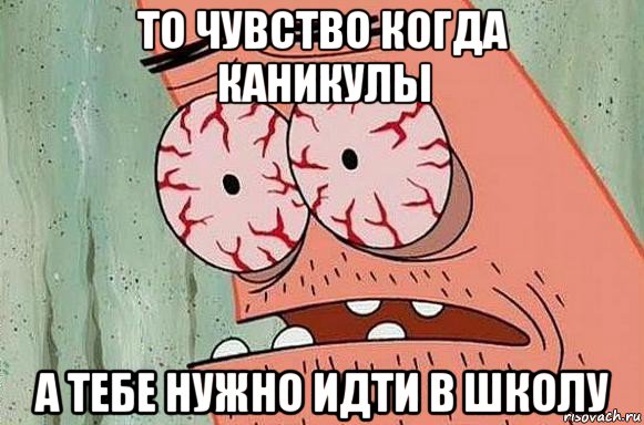 то чувство когда каникулы а тебе нужно идти в школу, Мем  Патрик в ужасе