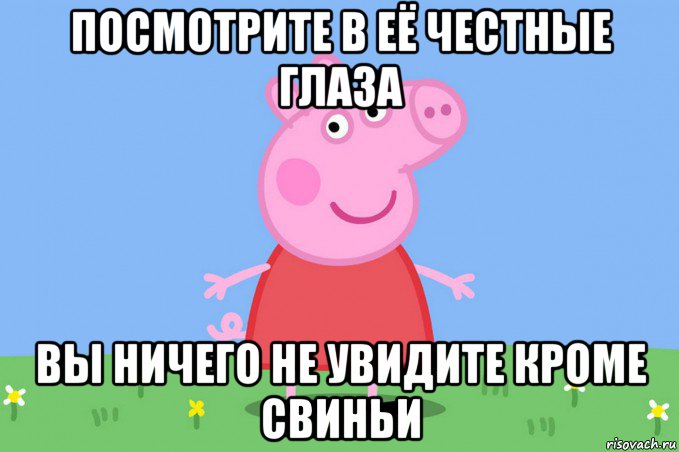 посмотрите в её честные глаза вы ничего не увидите кроме свиньи, Мем Пеппа