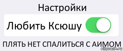 Настройки Любить Ксюшу ПЛЯТЬ НЕТ СПАЛИТЬСЯ С АИМОМ, Комикс Переключатель