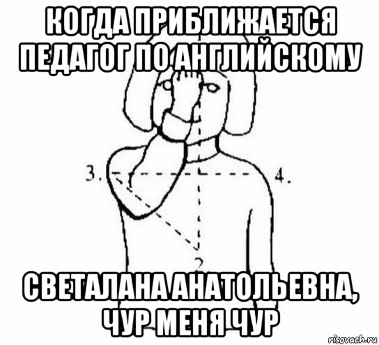 когда приближается педагог по английскому светалана анатольевна, чур меня чур, Мем  Перекреститься