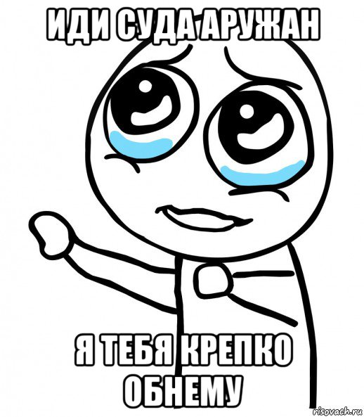 иди суда аружан я тебя крепко обнему, Мем  please  с вытянутой рукой