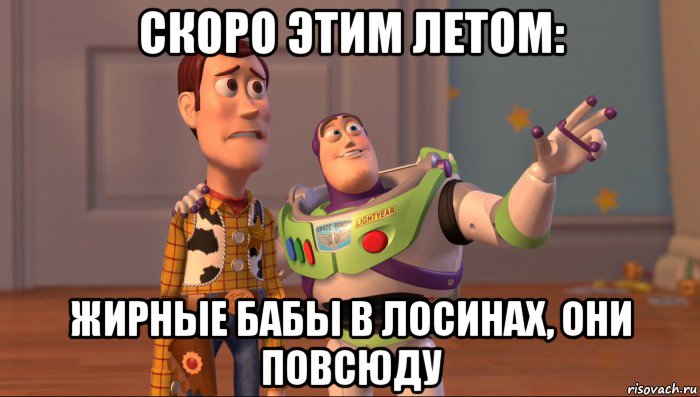 скоро этим летом: жирные бабы в лосинах, они повсюду, Мем Они повсюду (История игрушек)