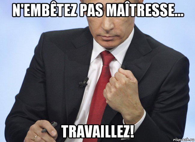 n'embêtez pas maîtresse... travaillez!, Мем Путин показывает кулак