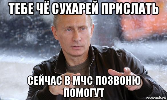 тебе чё сухарей прислать сейчас в мчс позвоню помогут, Мем Путин