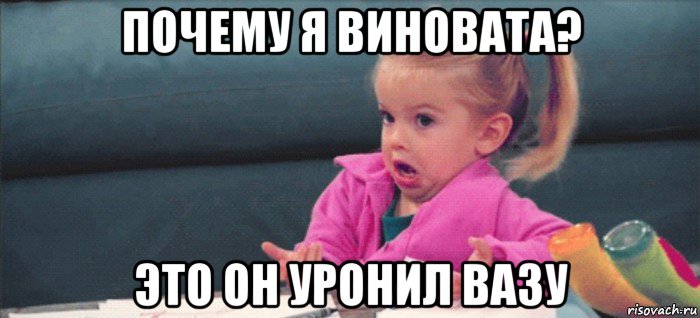 почему я виновата? это он уронил вазу, Мем  Ты говоришь (девочка возмущается)