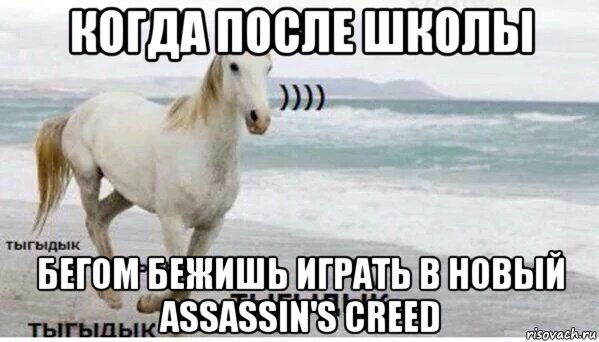 когда после школы бегом бежишь играть в новый assassin's creed, Мем   Тыгыдык