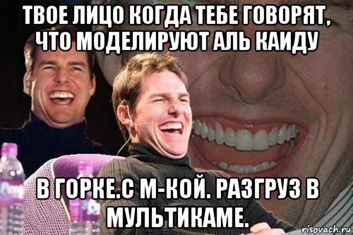 твое лицо когда тебе говорят, что моделируют аль каиду в горке.с м-кой. разгруз в мультикаме., Мем том круз