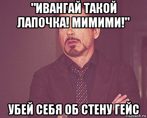 "ивангай такой лапочка! мимими!" убей себя об стену гейс, Мем твое выражение лица