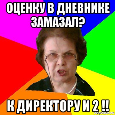 оценку в дневнике замазал? к директору и 2 !!, Мем Типичная училка