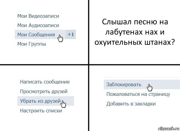 Слышал песню на лабутенах нах и охуительных штанах?, Комикс  Удалить из друзей