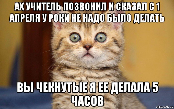 ах учитель позвонил и сказал с 1 апреля у роки не надо было делать вы чекнутые я ее делала 5 часов