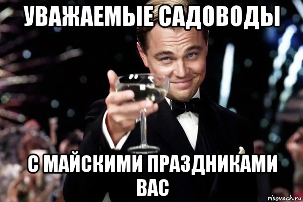 уважаемые садоводы с майскими праздниками вас, Мем Великий Гэтсби (бокал за тех)