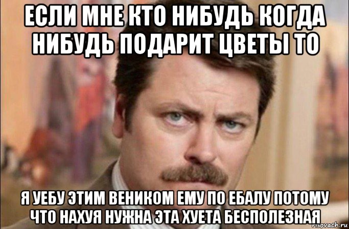 если мне кто нибудь когда нибудь подарит цветы то я уебу этим веником ему по ебалу потому что нахуя нужна эта хуета бесполезная, Мем  Я человек простой