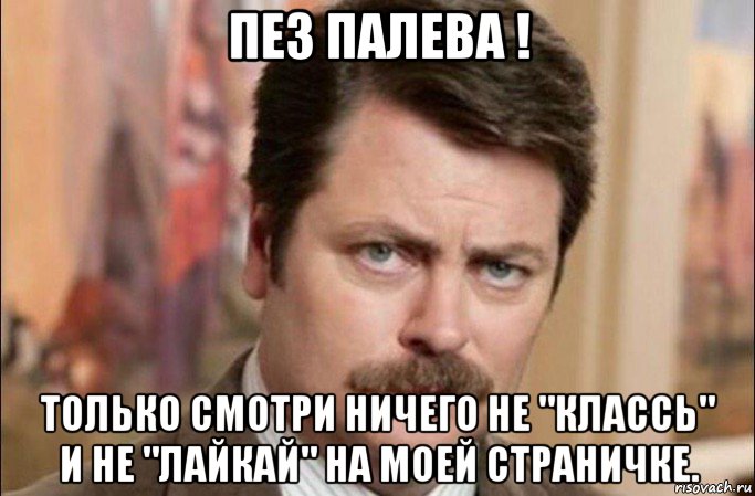 пез палева ! только смотри ничего не "классь" и не "лайкай" на моей страничке., Мем  Я человек простой