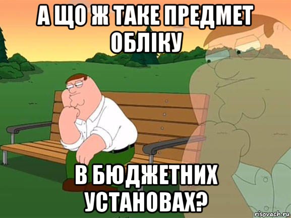 а що ж таке предмет обліку в бюджетних установах?, Мем Задумчивый Гриффин