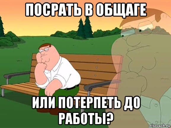 посрать в общаге или потерпеть до работы?, Мем Задумчивый Гриффин