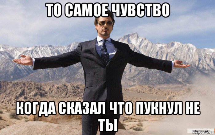 то самое чувство когда сказал что пукнул не ты, Мем железный человек