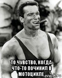  то чувство, когда что-то починил в мотоцикле, Мем  Арнольд Шварценеггер с сигарой