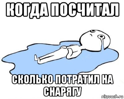 когда посчитал сколько потратил на снарягу, Мем   человек в луже плачет