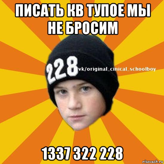 писать кв тупое мы не бросим 1337 322 228, Мем  Циничный школьник