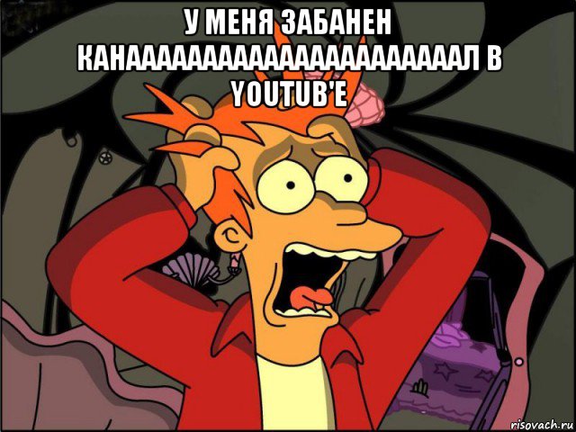 у меня забанен канаааааааааааааааааааааал в youtub'е , Мем Фрай в панике