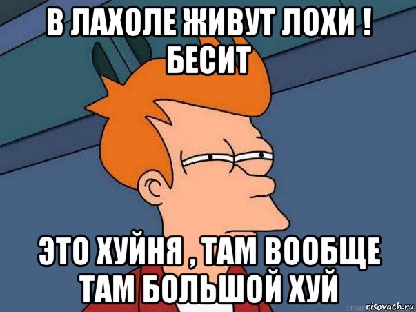 в лахоле живут лохи ! бесит это хуйня , там вообще там большой хуй, Мем  Фрай (мне кажется или)