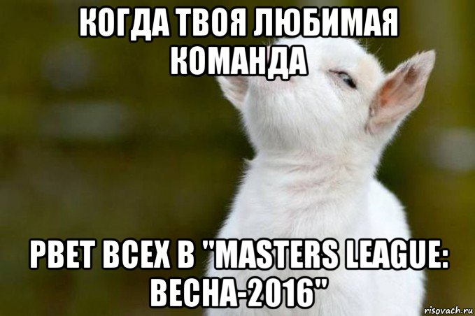 когда твоя любимая команда рвет всех в "masters league: весна-2016", Мем  Гордый козленок