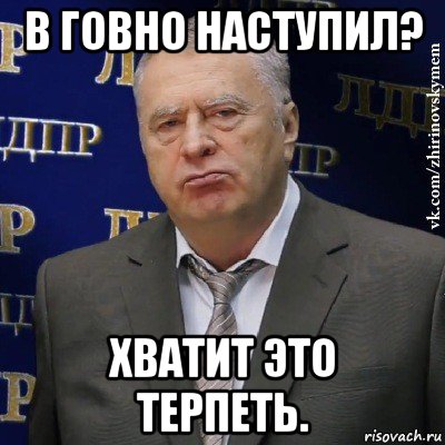 в говно наступил? хватит это терпеть., Мем Хватит это терпеть (Жириновский)