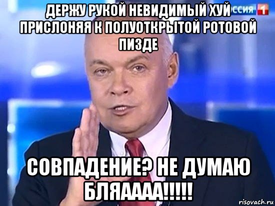 держу рукой невидимый хуй прислоняя к полуоткрытой ротовой пизде совпадение? не думаю бляаааа!!!!!, Мем Киселёв 2014