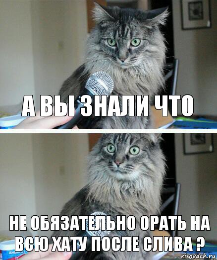 А вы знали что Не обязательно орать на всю хату после слива ?, Комикс  кот с микрофоном