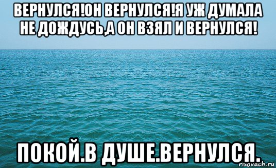 вернулся!он вернулся!я уж думала не дождусь,а он взял и вернулся! покой.в душе.вернулся.