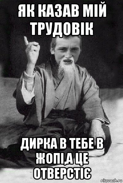 як казав мій трудовік дирка в тебе в жопі,а це отверстіє, Мем Мудрий паца