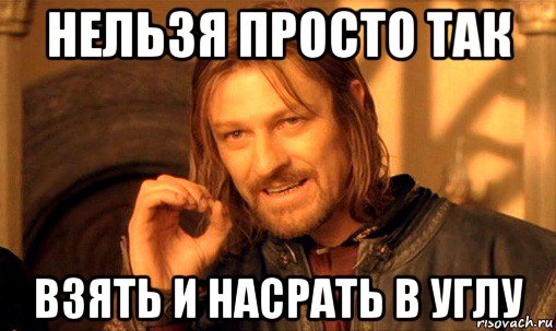 нельзя просто так взять и насрать в углу, Мем Нельзя просто так взять и (Боромир мем)