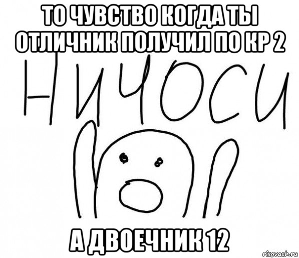 то чувство когда ты отличник получил по кр 2 а двоечник 12, Мем  Ничоси