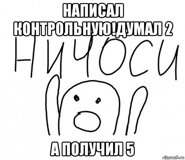 написал контрольную!думал 2 а получил 5, Мем  Ничоси