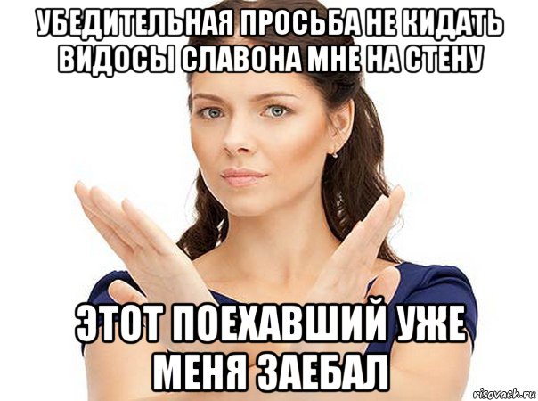 убедительная просьба не кидать видосы славона мне на стену этот поехавший уже меня заебал, Мем Огромная просьба