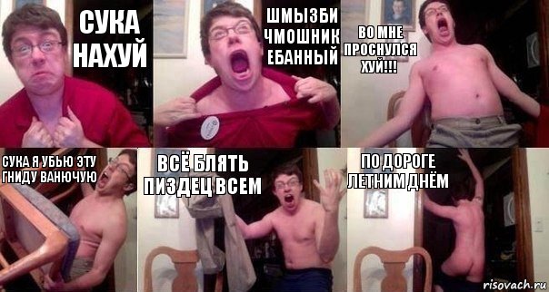 сука нахуй шмызби чмошник ебанный во мне проснулся ХУЙ!!! сука я убью эту гниду ванючую всё блять пиздец всем по дороге летним днём, Комикс  Печалька 90лвл