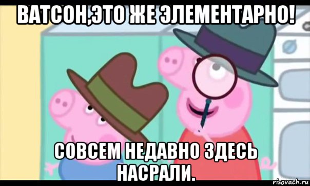 ватсон,это же элементарно! совсем недавно здесь насрали., Мем  Пеппа холмс