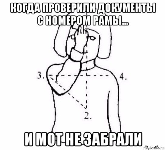 когда проверили документы с номером рамы... и мот не забрали, Мем  Перекреститься