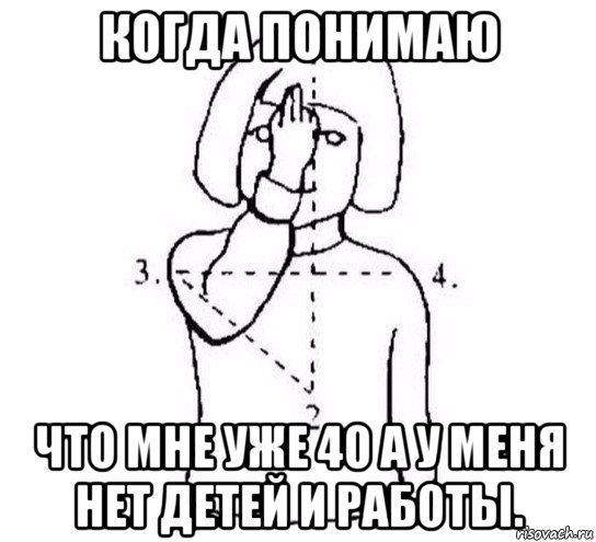 когда понимаю что мне уже 40 а у меня нет детей и работы.