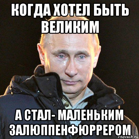 когда хотел быть великим а стал- маленьким залюппенфюррером, Мем Путин плачет