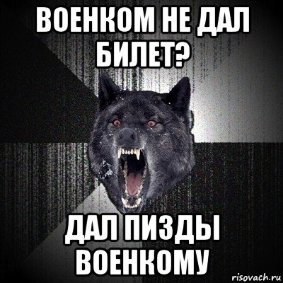 военком не дал билет? дал пизды военкому, Мем Сумасшедший волк