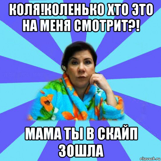 коля!коленько хто это на меня смотрит?! мама ты в скайп зошла, Мем типичная мама