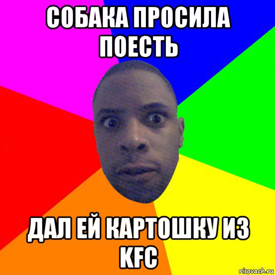 собака просила поесть дал ей картошку из kfc, Мем  Типичный Негр