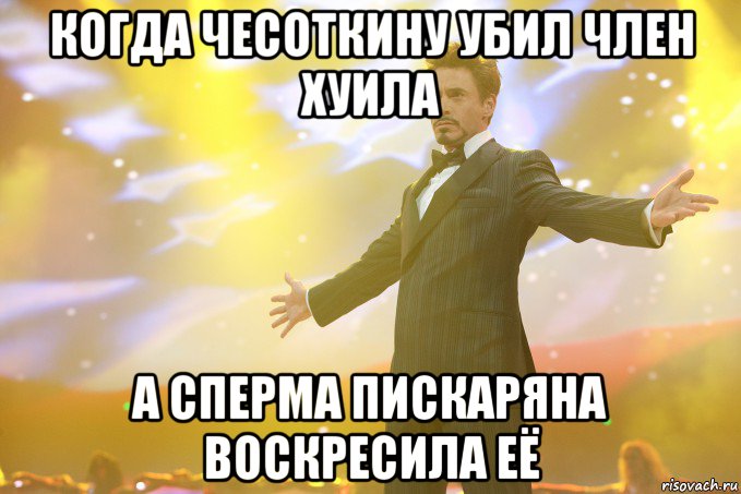 когда чесоткину убил член хуила а сперма пискаряна воскресила её, Мем Тони Старк (Роберт Дауни младший)